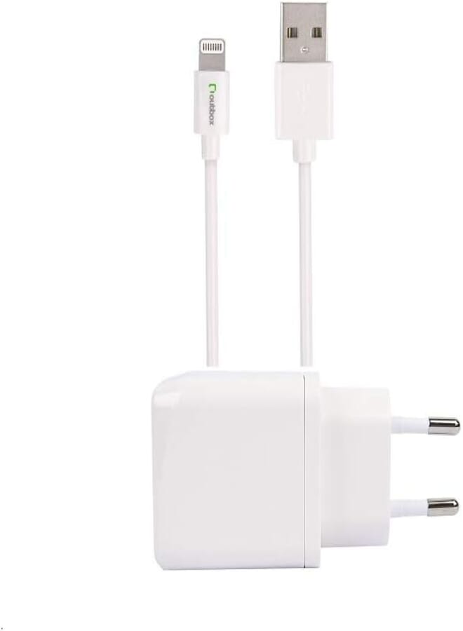 Outbox Charger with Lightning Cable for Apple Mobile Phones, 2.4 A, 1.2 Meters - White